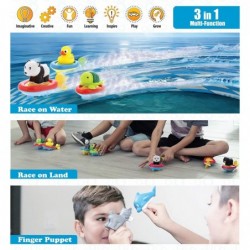 Boat Racer Buddy Fun Educational Bath Toy Finger Puppet Pull and Go Water Racing Woodland Pal for Shower Pool Bathtub Swim Ha...