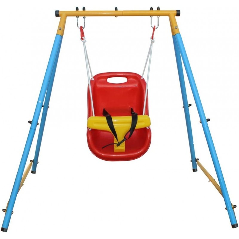 Baby Toddler Indoor/Outdoor Metal Swing Set (Blue Red Yellow) $122.08 Play Sets & Playground Equipment