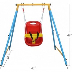 Baby Toddler Indoor/Outdoor Metal Swing Set (Blue Red Yellow) $122.08 Play Sets & Playground Equipment