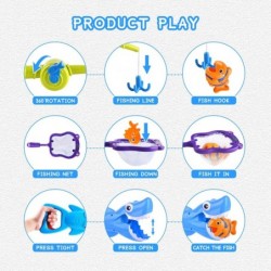 Bath Toys Baby Bath Essentials Fishing Pole Games Swimming Shark Grabber Water Table Pool Bath Time Infant Bathtub Toy Set No...