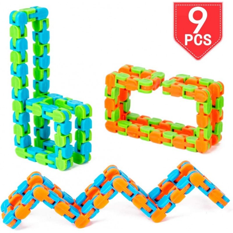 9 Pcs Wacky Tracks Snap and Click Finger Fidget Toys Sensory Gadget Snake Puzzle $16.20 Fidget Toys