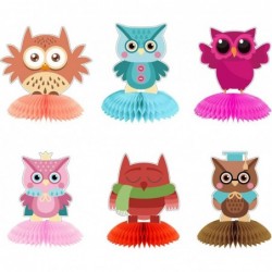 6 Pieces Owl Decorations Owl Birthday Party Favors Kit 3D Owl Honeycomb Table Centerpieces for Baby Shower Woodland Animals T...