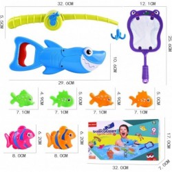 Bath Toys Baby Bath Essentials Fishing Pole Games Swimming Shark Grabber Water Table Pool Bath Time Infant Bathtub Toy Set No...