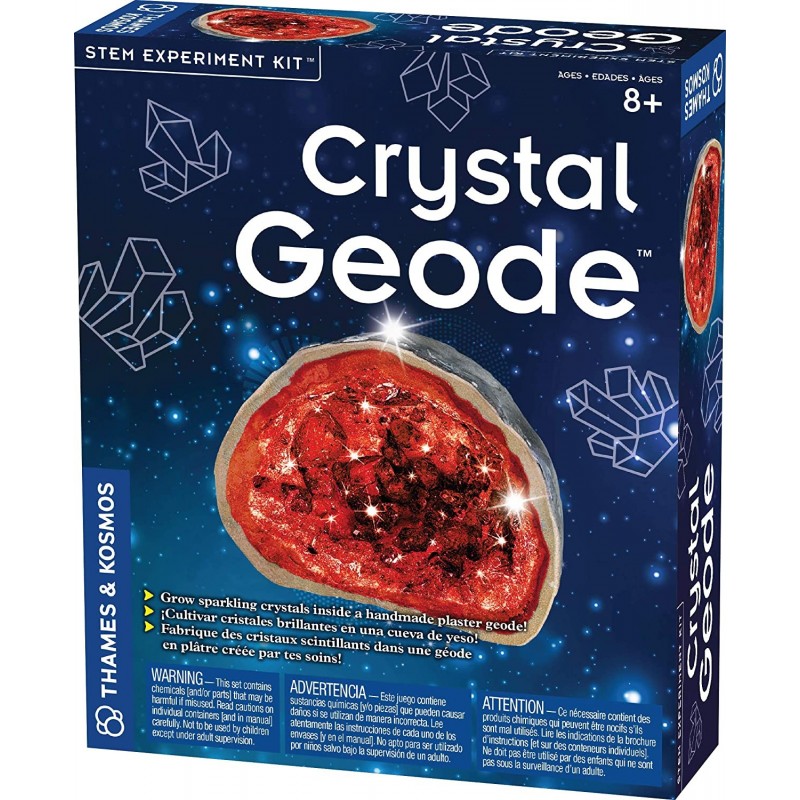 Crystal Geode STEM Experiment Kit | Grow a Beautiful Colorful Crystal Geode! | Explore Crystals Rocks & Minerals| 3-Language ...