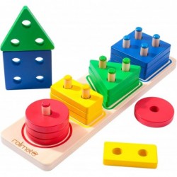 Montessori Toys for 1-3 Year Old Boys Girls Wooden Sorting & Stacking Toys for Toddlers and Kids Color Recognition Stacker Sh...