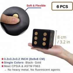 Macro Giant 3.2 Inch (8cm) PU Foam Playing Dice Set of 6 Black- Gold Color Toy Brick Board Games Math Teaching Family Game We...