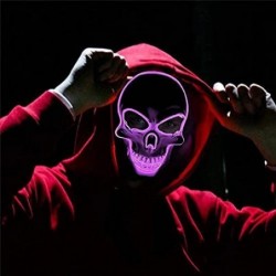 Halloween Mask LED Light up Skeleton Mask Glow In The Dark Mask for Festival Cosplay Costume Masquerade Parties (skull Purple...