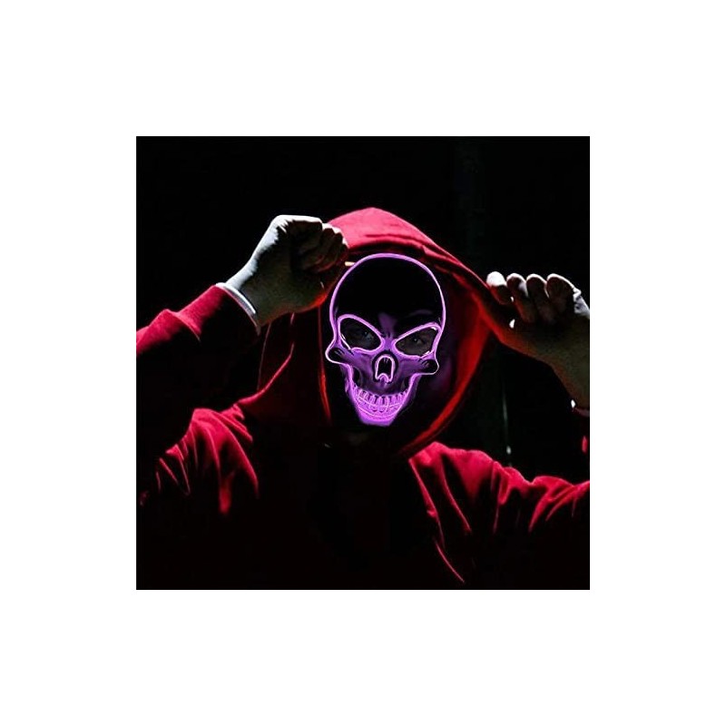 Halloween Mask LED Light up Skeleton Mask Glow In The Dark Mask for Festival Cosplay Costume Masquerade Parties (skull Purple...