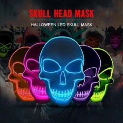 Halloween Mask LED Light up Skeleton Mask Glow In The Dark Mask for Festival Cosplay Costume Masquerade Parties (skull Purple...