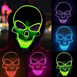 Halloween Mask LED Light up Skeleton Mask Glow In The Dark Mask for Festival Cosplay Costume Masquerade Parties (skull Purple...