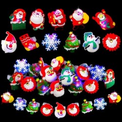 100 Pieces Christmas Light Up Rings LED Flash Rings Assorted Styles Christmas Light Up Toys for Christmas Stocking Stuffers O...