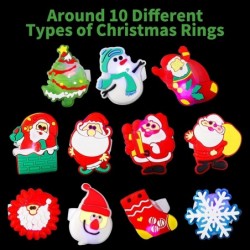 100 Pieces Christmas Light Up Rings LED Flash Rings Assorted Styles Christmas Light Up Toys for Christmas Stocking Stuffers O...