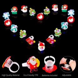 100 Pieces Christmas Light Up Rings LED Flash Rings Assorted Styles Christmas Light Up Toys for Christmas Stocking Stuffers O...