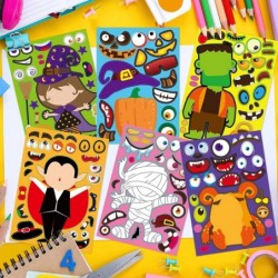 Halloween Party Favors Stickers for Kids - 42 Sheets Halloween Make face Stickers for Kids Toddlers Halloween Activities Part...