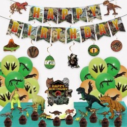 Dinosaur Party Decorations Jurassic Dinosaur Birthday Party Supplies with T-Rex Birthday Banner Hanging Swirls Cake Toppers B...