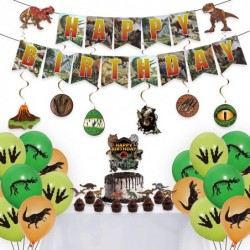 Dinosaur Party Decorations Jurassic Dinosaur Birthday Party Supplies with T-Rex Birthday Banner Hanging Swirls Cake Toppers B...