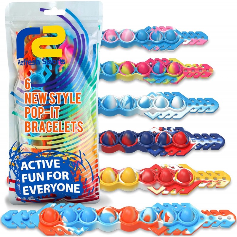 Pop It Bracelet Fidget Toy: Push Pop Its Fidget Bracelets for Kids. 6 Watch Bubble Wristband Popit Fidget Toys Pack. Best Bul...