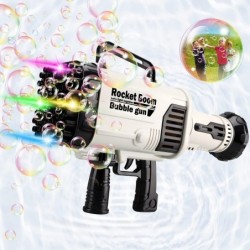 Electric Bubble Machine Kit 64 Holes Colorful Lights Rocket Launcher Toy 2 Battery 2 Bottles Bubble Solution 10 Solution Refi...