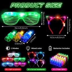 90 PCS Light up Party Favors Include LED Glow Glasses Shutter Shades Finger Lights LED Cat Ear Headband LED Sunglasses Glow i...