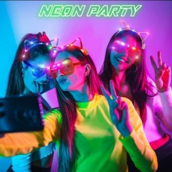 90 PCS Light up Party Favors Include LED Glow Glasses Shutter Shades Finger Lights LED Cat Ear Headband LED Sunglasses Glow i...