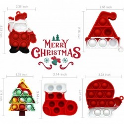 Christmas Pop Fidget Toys Push Pop Bubble Sensory Santa Claus Christmas Tree Christmas Hat Christmas Gloves Fidget Toy 5 Piec...