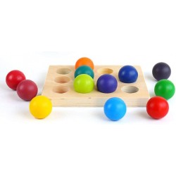 [Upgraded to 2"] Rainbow Wooden Balls with Tray 12 Piece Sorting and Matching Educational Learning Montessori Toy for Toddler...