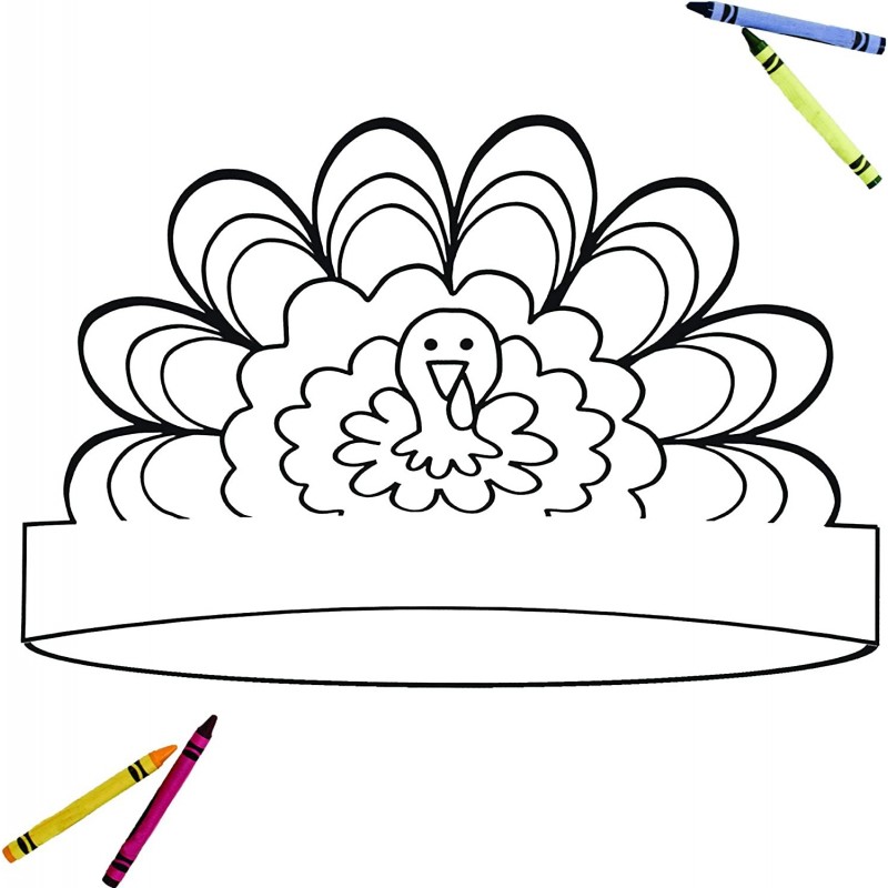 Color Your Own Turkey Crowns | Thanksgiving Coloring Headbands | 12 Count | Kids Thankful School and Holiday Craft Activity $...