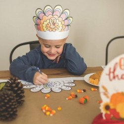 Color Your Own Turkey Crowns | Thanksgiving Coloring Headbands | 12 Count | Kids Thankful School and Holiday Craft Activity $...