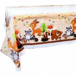 Woodland Animals Tablecloth Table Cover 4 Pack Plastic Tablecloth covers for Kids Boys Birthday Bear Animal Woodland Party De...