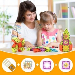 Magnetic Tiles 125PCS 3D Magnet Tiles STEM Toys Kids Educational Learning Building Blocks Magnetic Blocks Set for Toddlers Ag...