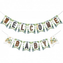 Safari Welcome Baby Banner Jungle Safari Baby Shower Sign Wild Animal Baby Shower Bunting Decor $18.10 Kids' Party Decorations