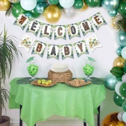 Safari Welcome Baby Banner Jungle Safari Baby Shower Sign Wild Animal Baby Shower Bunting Decor $18.10 Kids' Party Decorations