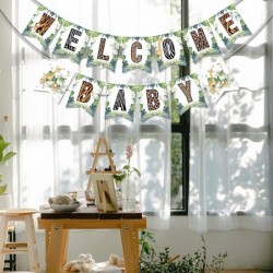 Safari Welcome Baby Banner Jungle Safari Baby Shower Sign Wild Animal Baby Shower Bunting Decor $18.10 Kids' Party Decorations