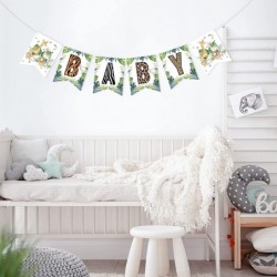 Safari Welcome Baby Banner Jungle Safari Baby Shower Sign Wild Animal Baby Shower Bunting Decor $18.10 Kids' Party Decorations