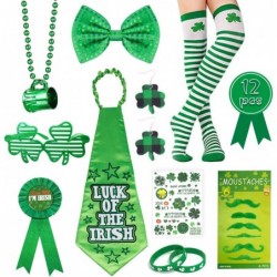 St. Patrick's Day Party Favor Accessories Shamrock Dress Up Set Including Rubber Bracelets Bead Necklaces Sequin Bowtie Glass...