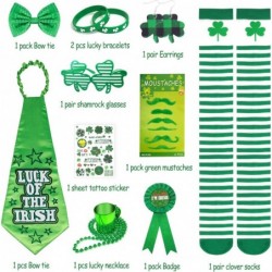 St. Patrick's Day Party Favor Accessories Shamrock Dress Up Set Including Rubber Bracelets Bead Necklaces Sequin Bowtie Glass...