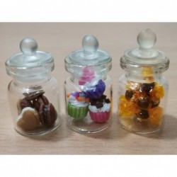 3pc Miniature Food Chocolate Cake Candy Cookie Dollhouse Cake in Clear Glass Mini Bottle Fruit Food MF091 $18.40 Dollhouse Ac...