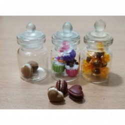 3pc Miniature Food Chocolate Cake Candy Cookie Dollhouse Cake in Clear Glass Mini Bottle Fruit Food MF091 $18.40 Dollhouse Ac...