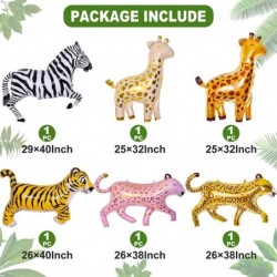 6 Pieces Giant Jungle Safari Animals Balloons Large Zebra Giraffe Leopard Cheetah Tiger Foil Balloons for Wild One Safari Zoo...