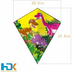 Prism Kite Dinosaur Park and Diamond Kite Set for Kids and Adults Easy to Fly Excellent Fabric with Two Sets of Individual Pa...