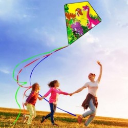 Prism Kite Dinosaur Park and Diamond Kite Set for Kids and Adults Easy to Fly Excellent Fabric with Two Sets of Individual Pa...