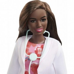 Doctor Doll (12-in/30.40-cm) Brunette Hair Curvy Shape Doctor Coat Print Dress Stethoscope Accessory Great Toy Gift for Ages ...