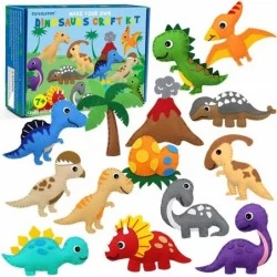 Dinosaur Sewing Craft Kit DIY Kids Craft and Sew Set for Girls and Boys Educational Beginners Sewing Stuffed Animal Felt Plus...