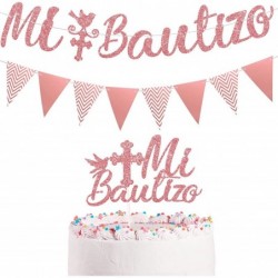 Bautizo Banner Bautizo Cake Topper Bautizo Decorations Glitter Triangle Flag Banner Bautizo Backdrop Baptism Decorations for ...