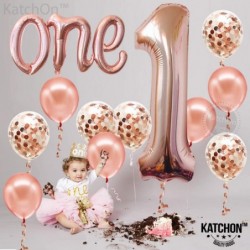 Large Rose Gold One Balloon for First Birthday - Number 1 Balloon 40 Inch | 1st Birthday Girl Decoration | Rose Gold 1 Balloo...