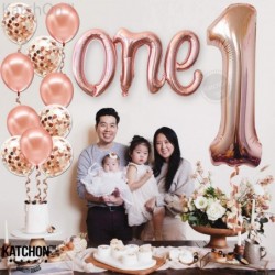 Large Rose Gold One Balloon for First Birthday - Number 1 Balloon 40 Inch | 1st Birthday Girl Decoration | Rose Gold 1 Balloo...