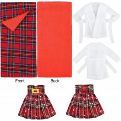 3 Pack Elf Red Plaid Sleeping Bag White Bathrobe and Red Plaid Dress Set Santa Couture Clothing Set Elf Doll Clothing Accesso...