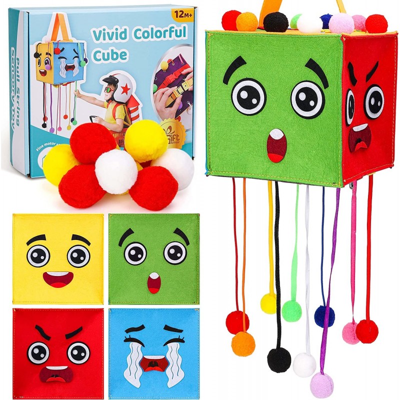 Pull String Sensory Toys for Toddlers Montessori Activity Cube for Baby Early Fine Motor Skills Development Social Emotional ...