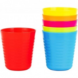 Kids Plastic Cups - Set of 6 Kids Cups 8 Oz - Children's Drinking Tumbler Cups - Reusable Toddler Plastic Cups BPA FREE / Dis...