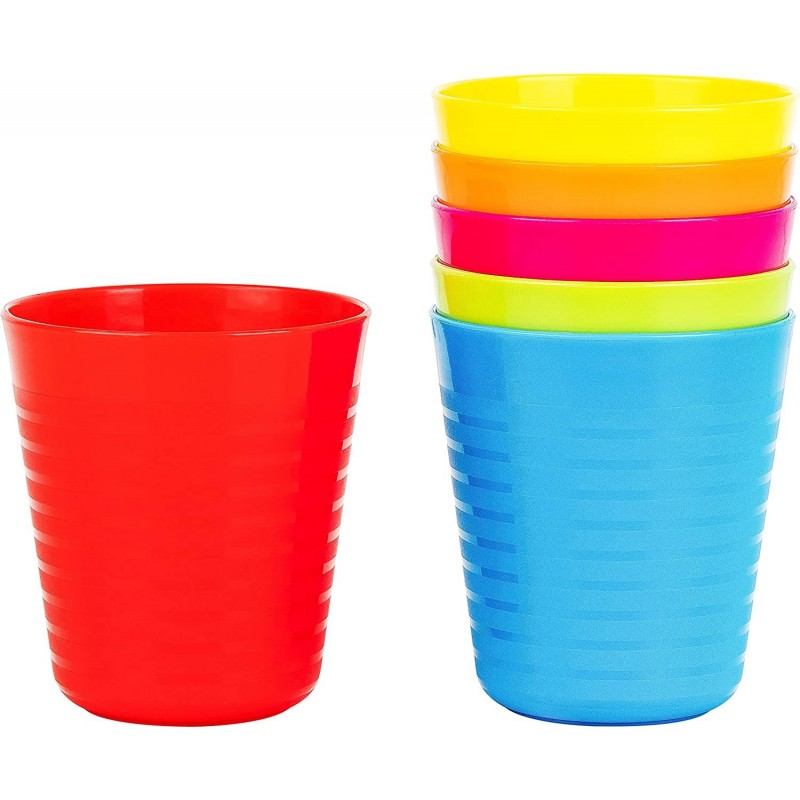 Kids Plastic Cups - Set of 6 Kids Cups 8 Oz - Children's Drinking Tumbler Cups - Reusable Toddler Plastic Cups BPA FREE / Dis...